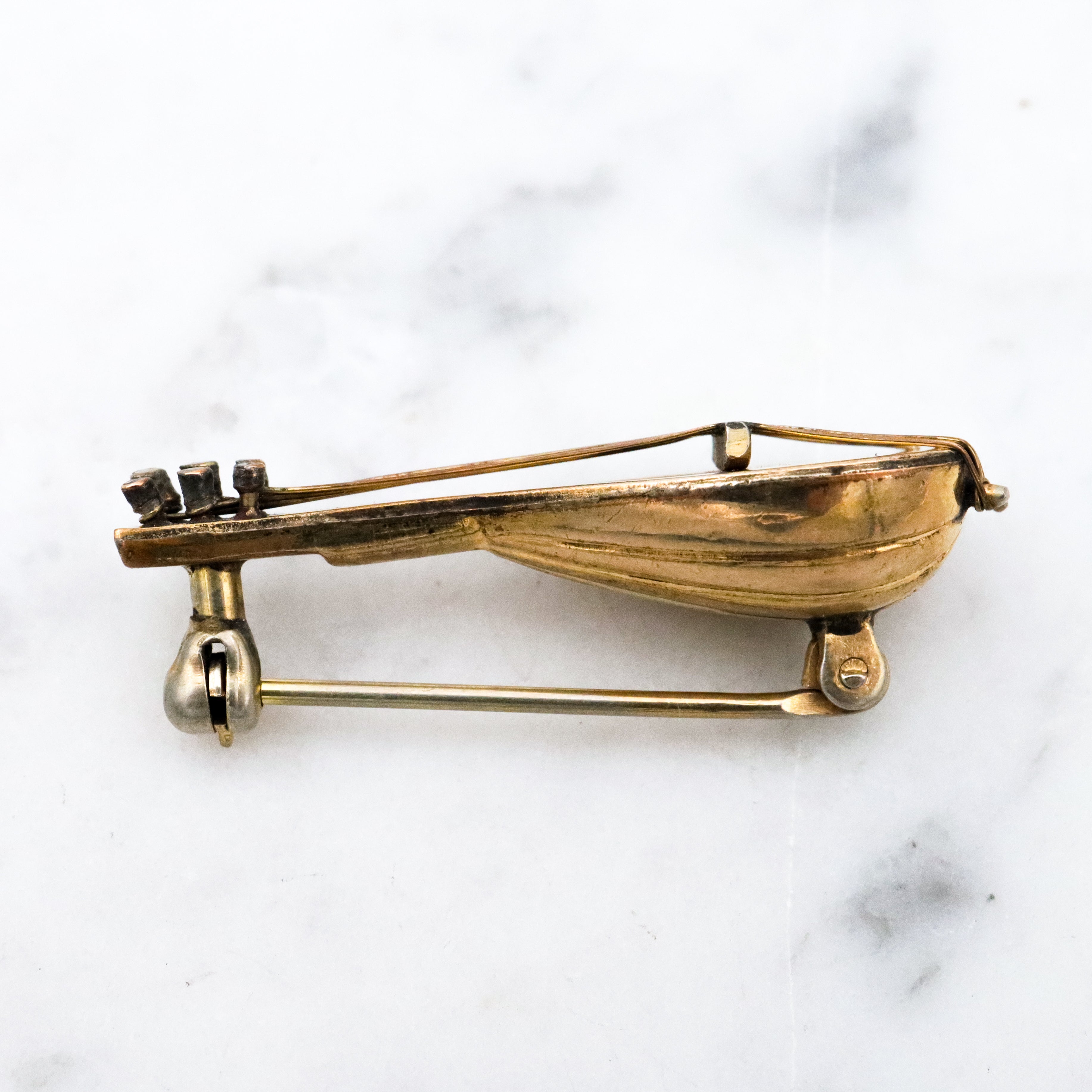 Antique gold filled mandolin instrument brooch